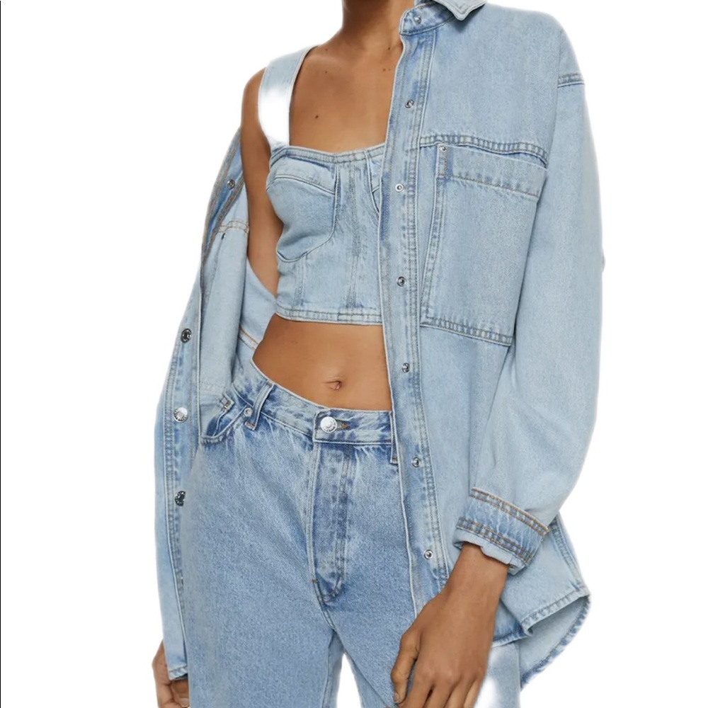 Denim Crop Bustier - Mango